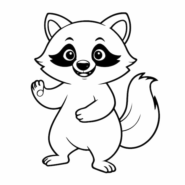 Vector vectorillustratie van een schattige raccoon tekening voor kleurpagina