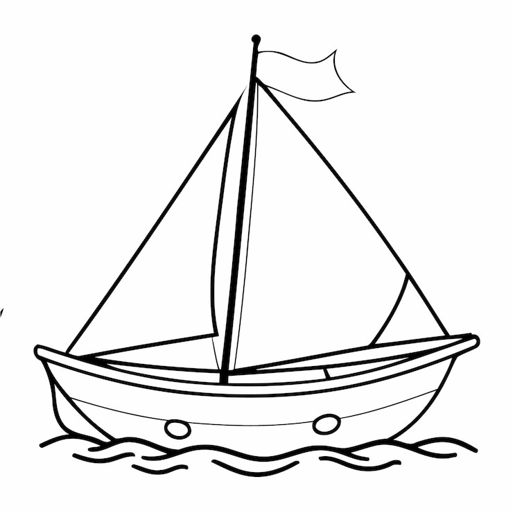 Vector vectorillustratie van een schattige sailboat tekening voor kinderen pagina