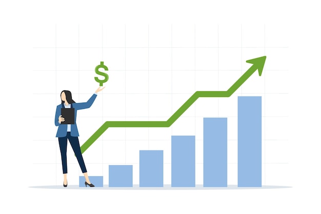 Vectorillustratie van een succesvolle groeiplan of financieel adviseur met groeigaarden