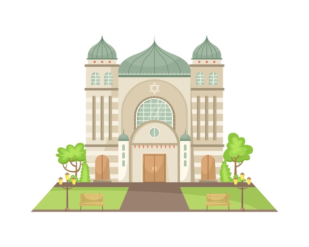 Vectorillustratie van een synagoge religieus architectonisch gebouw