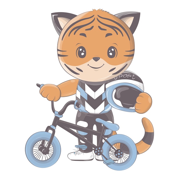 Vectorillustratie van een tijger met een sportfiets.