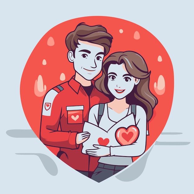 Vectorillustratie van een verliefde man en vrouw op Valentijnsdag