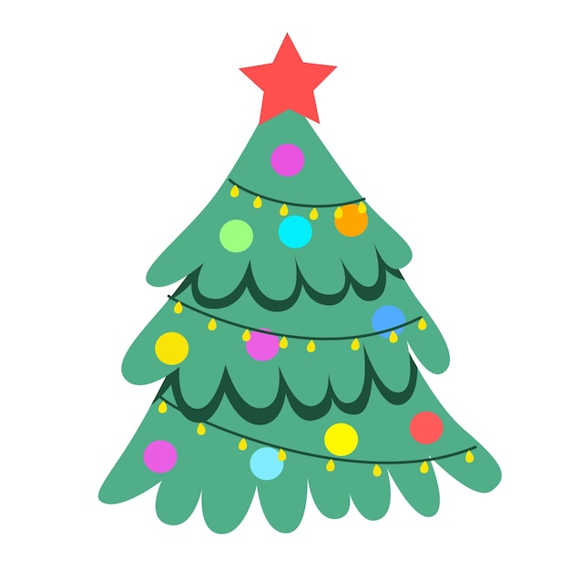 Vectorillustratie van een versierde groene kerstboom