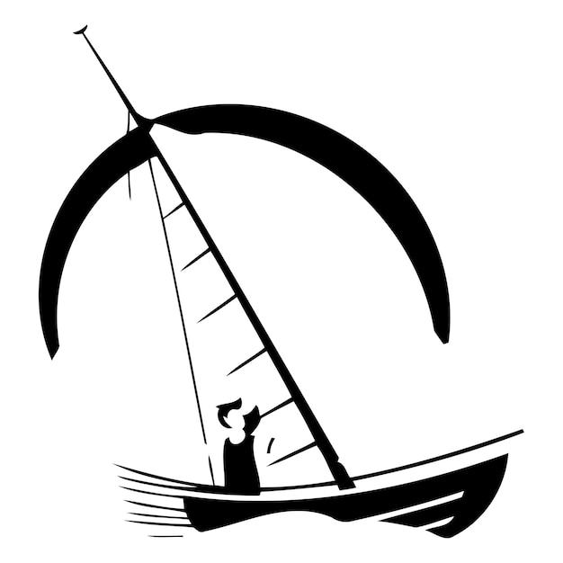 Vectorillustratie van een zeilboot jacht op zee