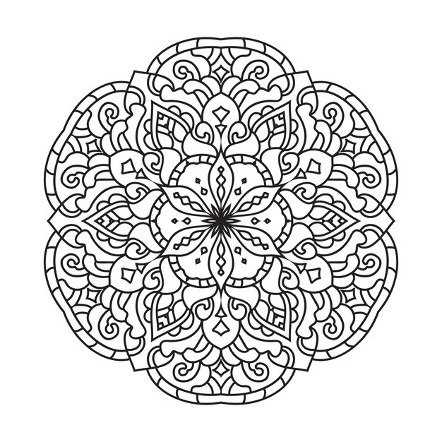 Vectorillustratie van een zwart-witte kleurpagina van een mandala