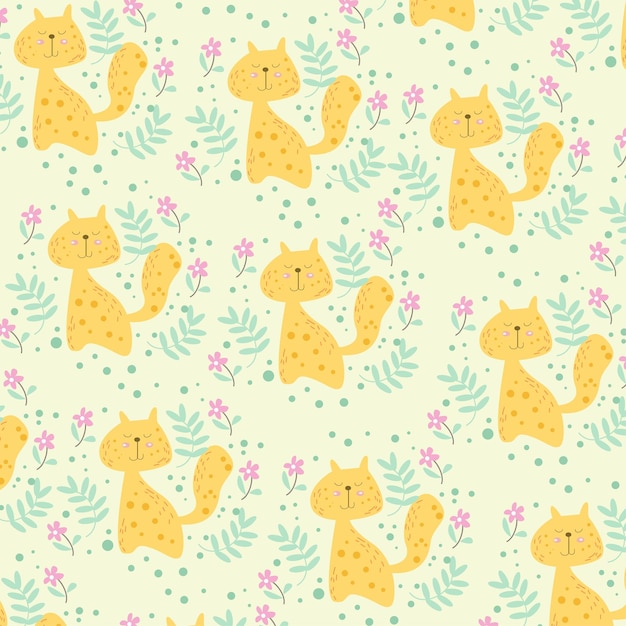 Vectorillustratie van elegant patroon met schattige bladeren en dieren Perfect voor decoratie
