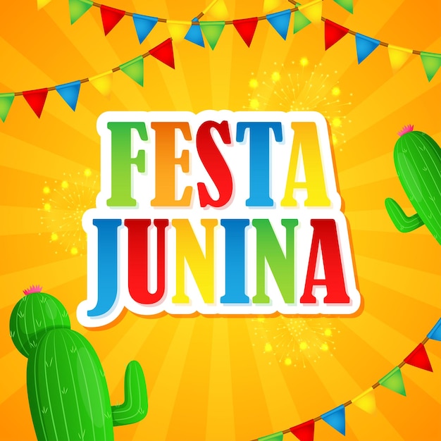 Vectorillustratie van Festa Junina social media story feed mockup template