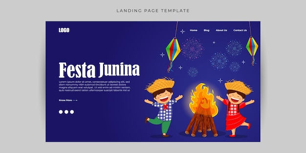 Vectorillustratie van Festa Junina Website bestemmingspagina banner mockup Template