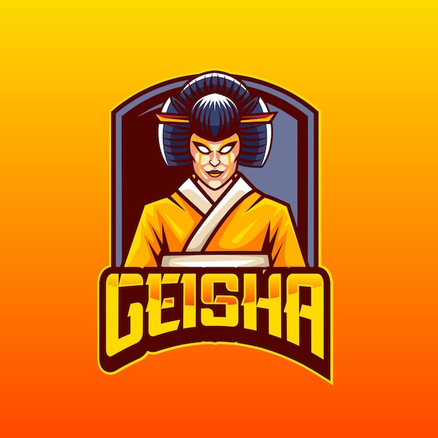 Vectorillustratie van geisha-mascotte voor gaming en sport-logo