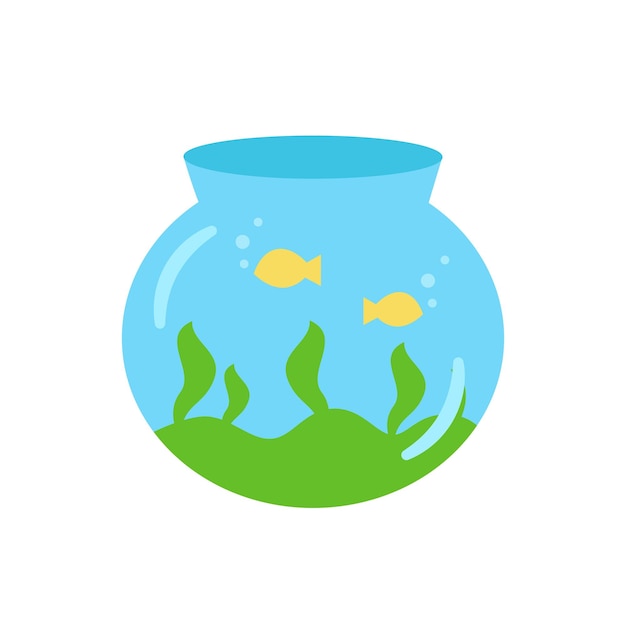 Vectorillustratie van glazen aquarium op witte achtergrond