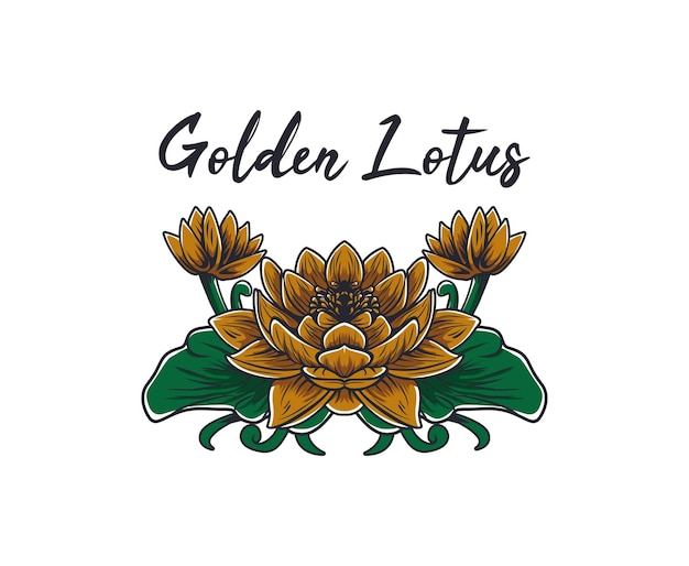 Vector vectorillustratie van gouden lotusbloem