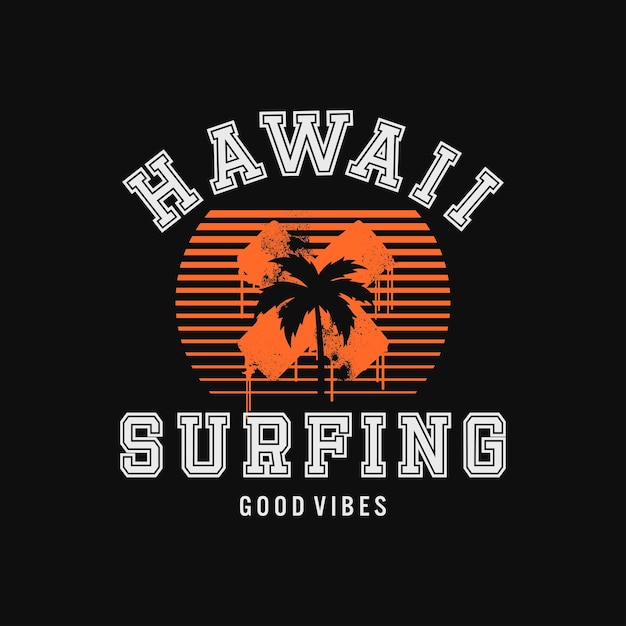 Vectorillustratie van grafische brief, surfen in Hawaï.