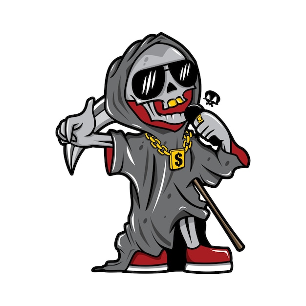 vectorillustratie van grim reaper rappen