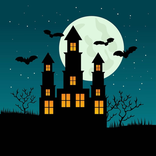 vectorillustratie van halloween kasteel
