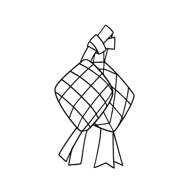 Vectorillustratie van Hand getrokken Ketupat Doodle kunststijl-