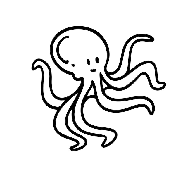 Vectorillustratie van Hand getrokken schattig Octopus schets Doodle kunststijl