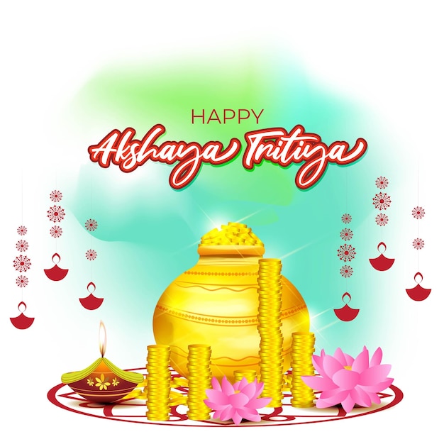 Vectorillustratie van Happy Akshaya Tritiya-festivalbanner