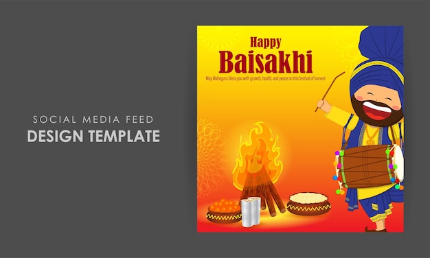 Vectorillustratie van Happy Baisakhi social media story feed mockup template