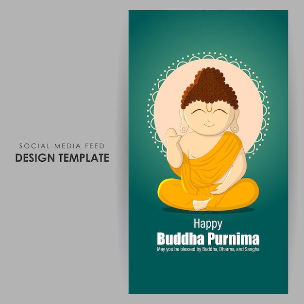 Vectorillustratie van happy buddha purnima social media story feed mockup template