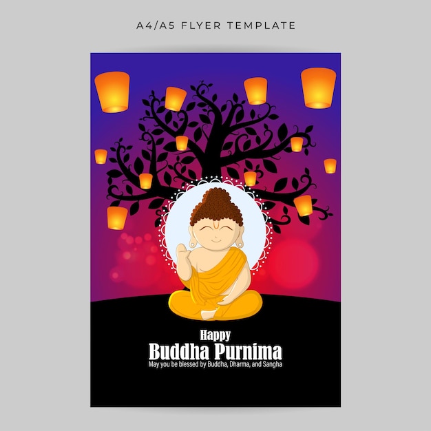 Vectorillustratie van Happy Buddha Purnima social media story feed mockup template