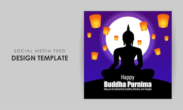 Vectorillustratie van Happy Buddha Purnima social media story feed mockup template