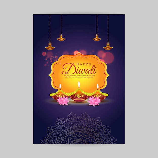 Vector vectorillustratie van happy diwali sociale media feed a4-sjabloon