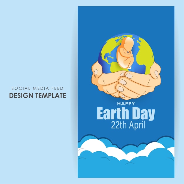 Vectorillustratie van Happy Earth Day social media story feed mockup template