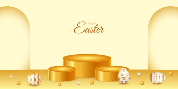 Vectorillustratie van Happy Easter 3D luxe podium achtergrond sjabloon
