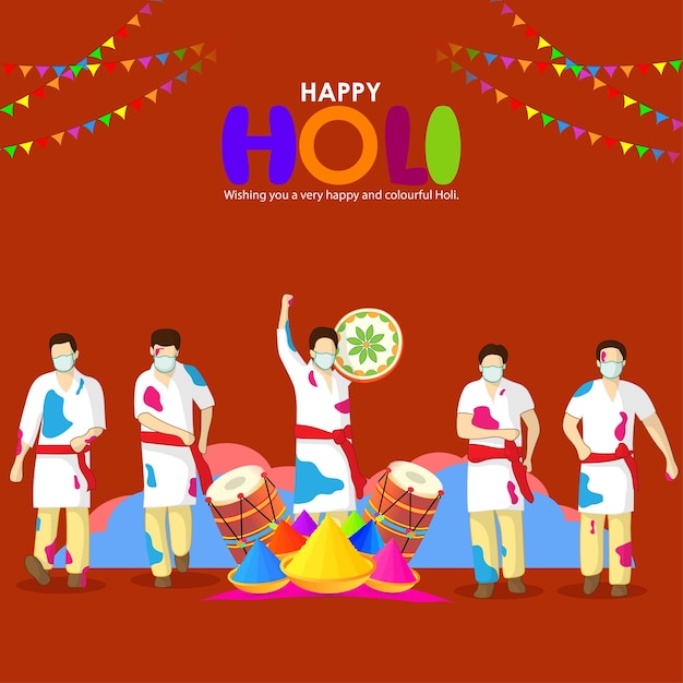 Vectorillustratie van Happy Holi festival groet Festival of Colors