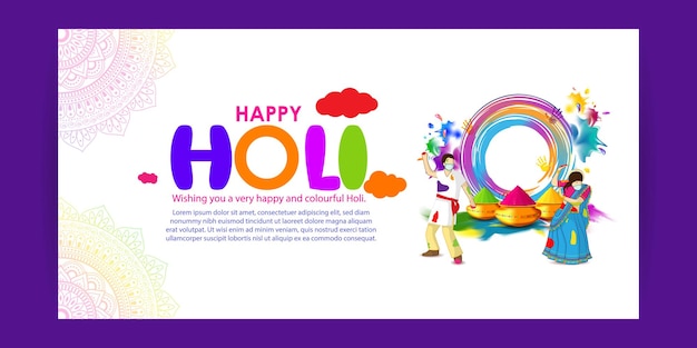 Vectorillustratie van Happy Holi festival groet Festival of Colors