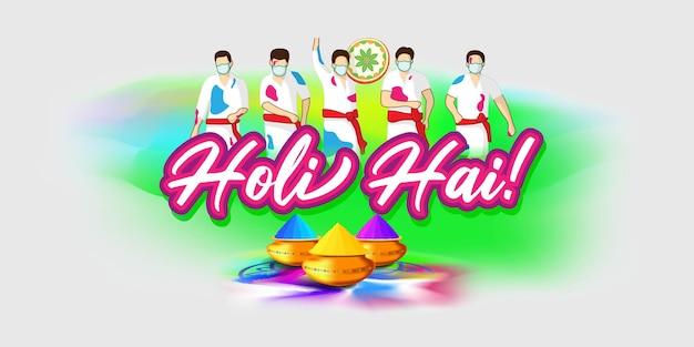 Vectorillustratie van happy holi-groet,