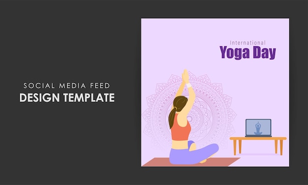 Vectorillustratie van Happy International Day of Yoga social media story feed mockup template