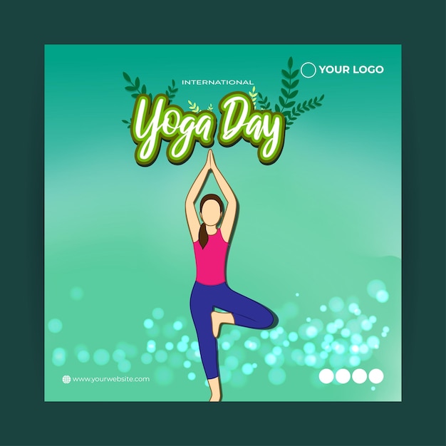 Vectorillustratie van Happy International Day of Yoga social media story feed mockup template