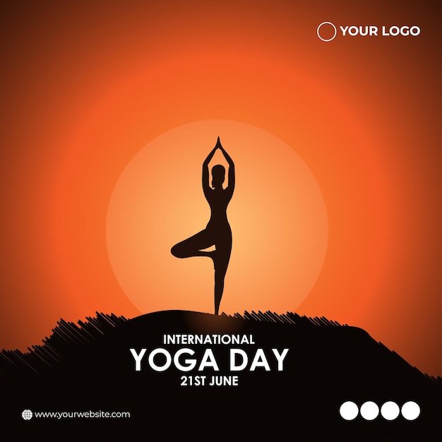 Vectorillustratie van Happy International Day of Yoga social media story feed mockup template