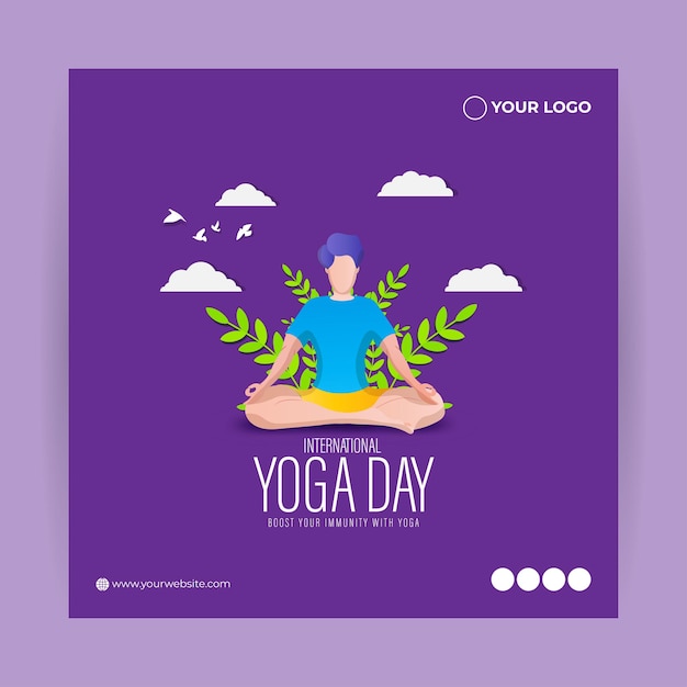 Vectorillustratie van Happy International Day of Yoga social media story feed mockup template