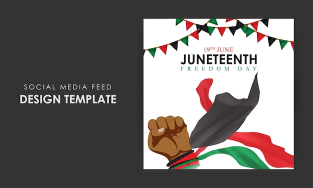 Vector vectorillustratie van happy juneteenth 19 juni social media story feed mockup template