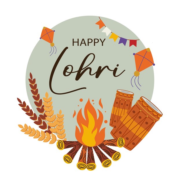 Vector vectorillustratie van happy lohri vakantie achtergrond voor punjabi festival