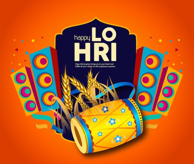 Vector vectorillustratie van happy lohri-vakantiefestival van punjab india met mooie achtergrond