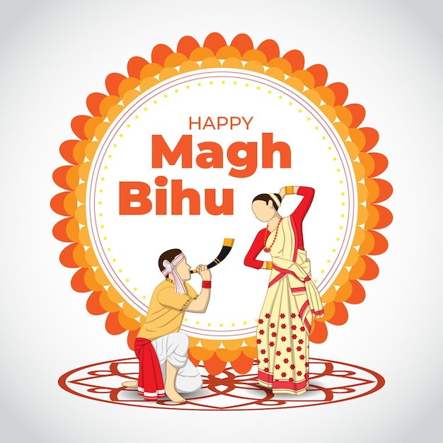 Vectorillustratie van Happy Magh Bihu