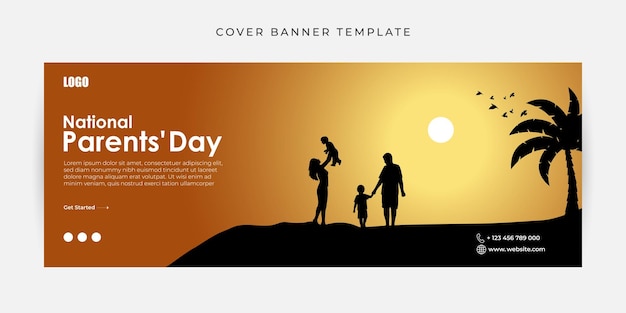 Vector vectorillustratie van happy parents' day 8 juli facebook cover banner mockup template