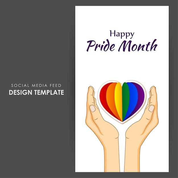 Vectorillustratie van Happy Pride Month social media story feed mockup template