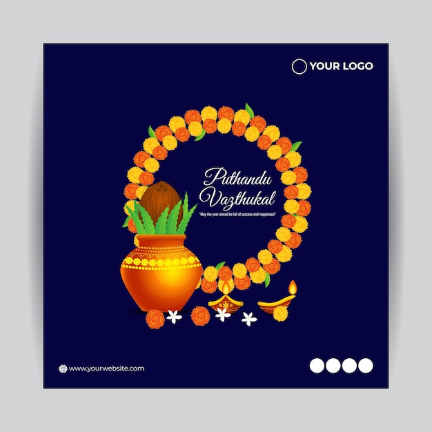 Vectorillustratie van Happy Puthandu Tamil New Year social media story feed mockup template