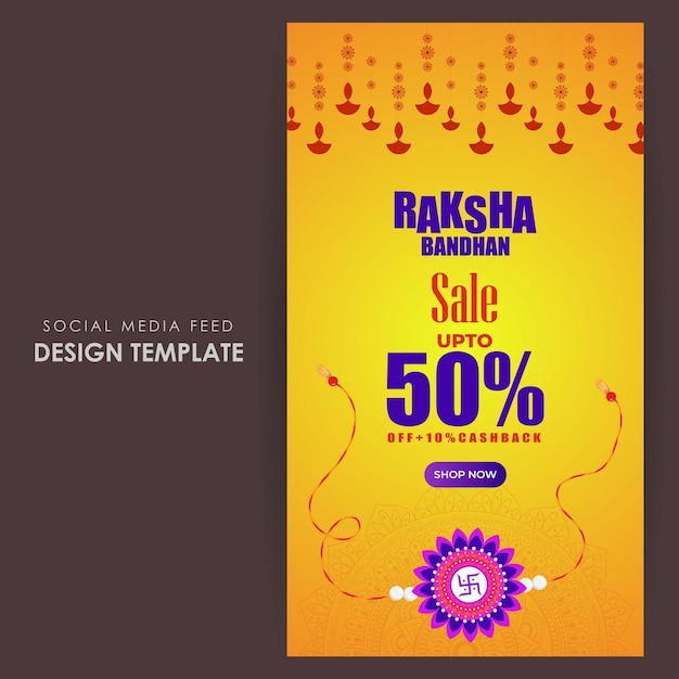 Vectorillustratie van Happy Raksha Bandhan Sale social media story feed mockup template