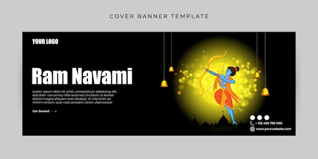 Vectorillustratie van Happy Rama Navami Facebook cover banner mockup Template