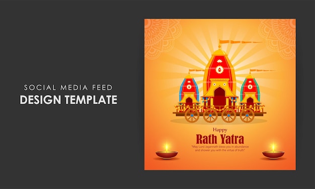 Vectorillustratie van Happy Rath Yatra social media story feed mockup template