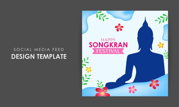 Vectorillustratie van Happy Songkran social media story feed mockup template