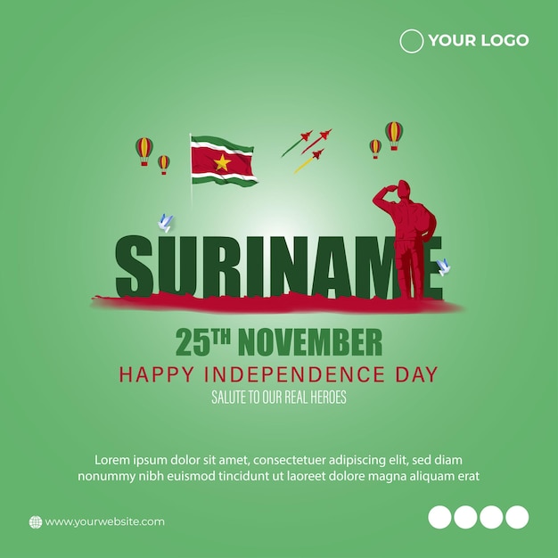 Vectorillustratie van happy Suriname onafhankelijkheidsdag banner