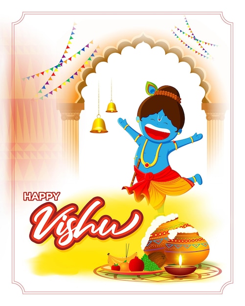 Vector vectorillustratie van happy vishu-conceptbanner