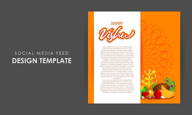 Vectorillustratie van Happy Vishu social media story feed mockup template