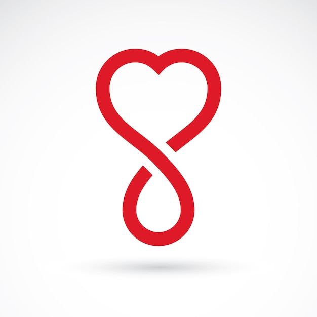 Vectorillustratie van hartvorm, druppels bloed en symbool van grenzeloos. conceptueel logo voor gezondheidszorg en medische behandeling voor gebruik in advertenties voor medische zorg.
